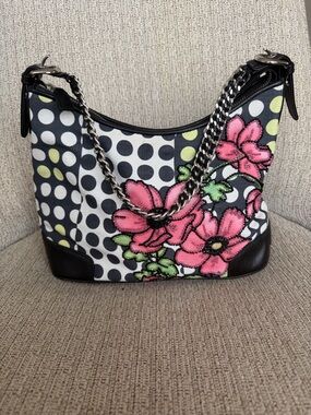Isabella Fiore Pink Floral Polka Dot Shoulder Bag